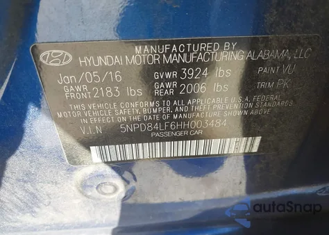 2017 Hyundai Elantra Se из США, поврежденный, VIN 5NPD84LF6HH003484